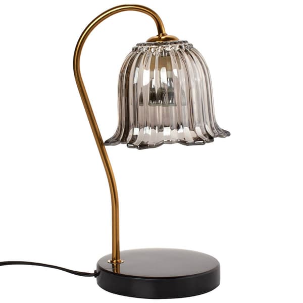 Luze Black Marble Base with Black Glass Shade Candle Warmer - image 