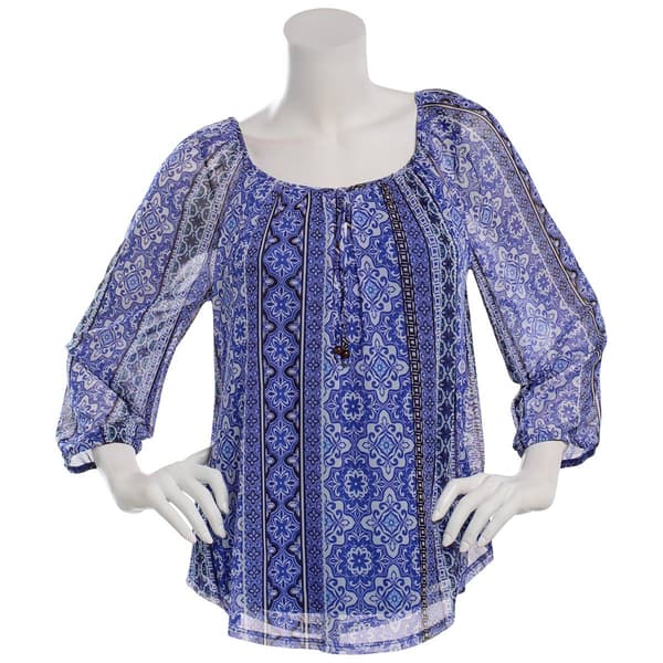 Juniors A. Byer 3/4 Sleeve Mesh Blouse - image 