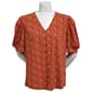 Womens Adrianna Papell Short Sleeve Dot V-Neck Blouse - image 1