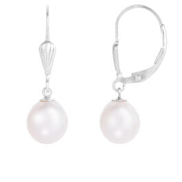 Splendid Pearls Leverback Sterling Silver Pearl Earrings
