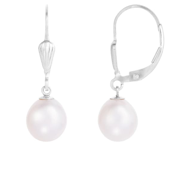 Splendid Pearls Leverback Sterling Silver Pearl Earrings - image 