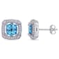 Sophia B 10kt. White Gold Diamond & Blue Topaz Stud Earrings - image 1