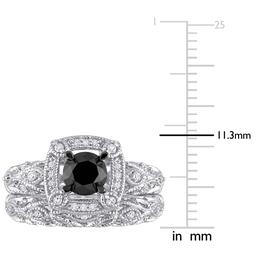 Radiant Rainbow™ Sterling Silver Diamond Bridal Ring Set
