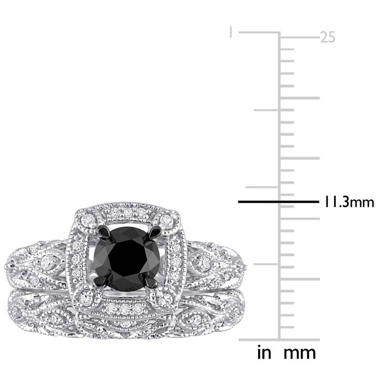 Radiant Rainbow™ Sterling Silver Diamond Bridal Ring Set