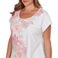Plus Size Hearts of Palm Bloom Service Cap Sleeve Floral Blouse - image 5