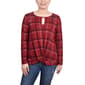 Womens NY Collection Long Sleeve Twist Front Keyhole Tee - Plaid - image 1