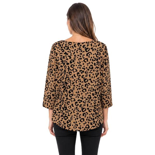 Womens Zac & Rachel 3/4 Sleeve Leopard Hacci Blouse