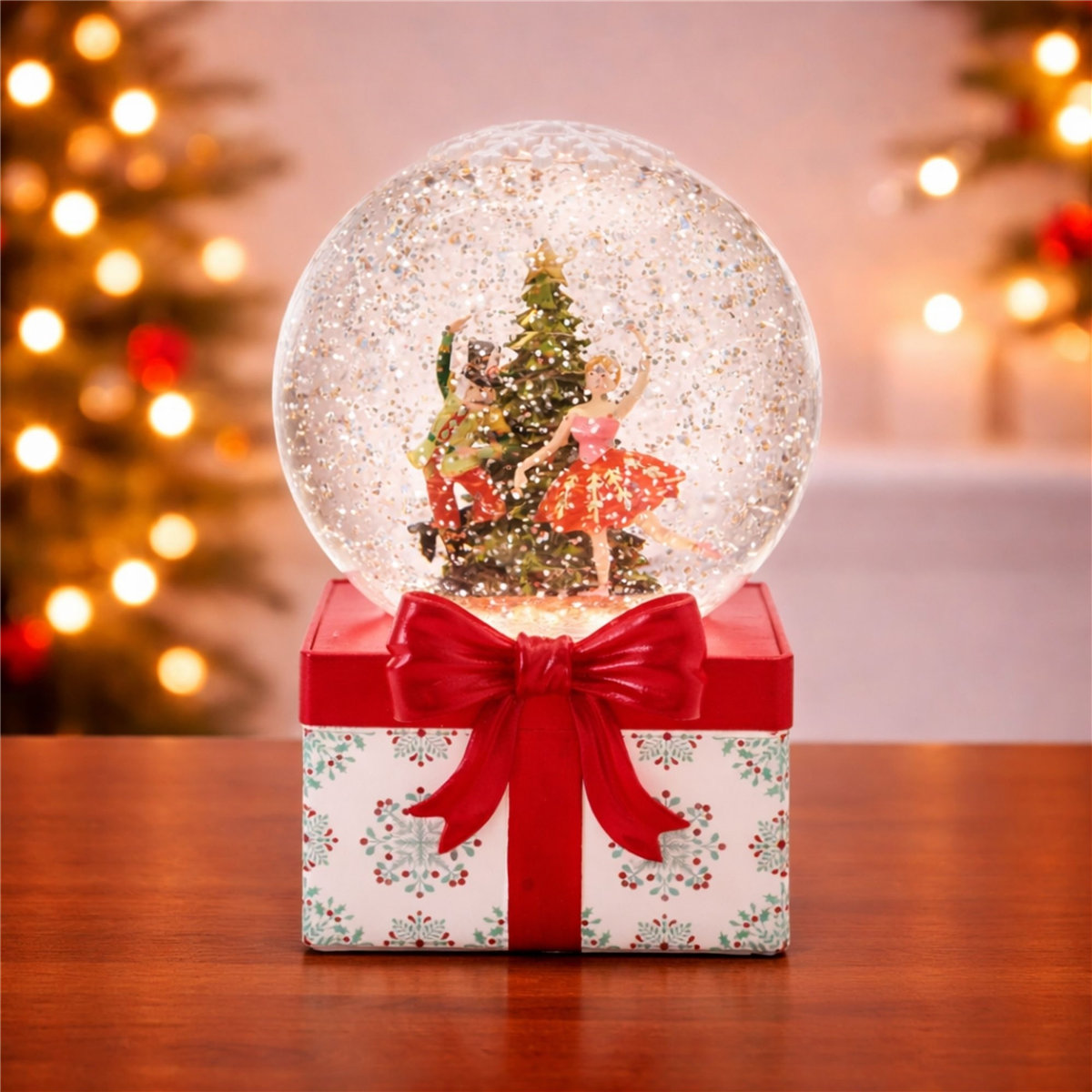 Melrose 6.5in. LED Nutcracker & Ballerina Snow Globe