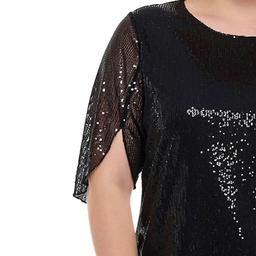 Plus Size NY Collection Split Sleeve Scoop Neck Sequin Blouse