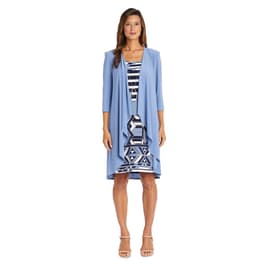 Womens R&M Richards 3/4 Sleeve Puff Geometric Jacket Dress