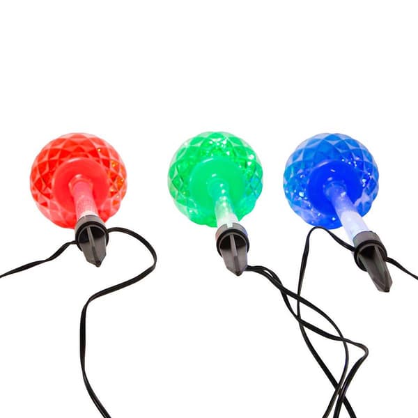 Kurt S. Adler 27.2in. LED Faceted C9 Yard Stakes - Set of 3