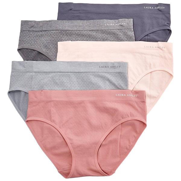Womens Laura Ashley(R) 5pk Seamless Dot Brief Panties LS6807-5PKF - image 