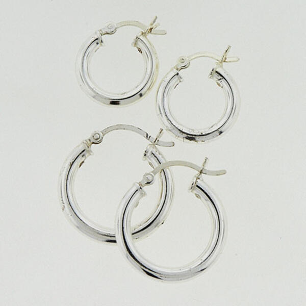 Sterling Silver Hoop Earrings Set - image 