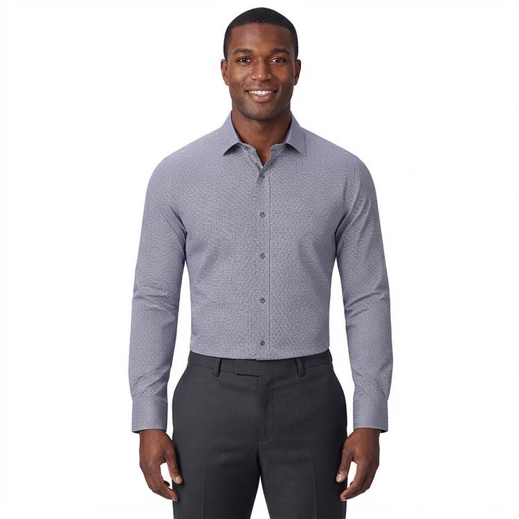 Mens Tom Baine Regular Fit Diamond Dress Shirt - Dark Blue