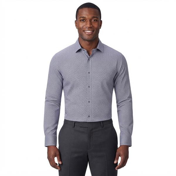 Mens Tom Baine Regular Fit Diamond Dress Shirt - Dark Blue