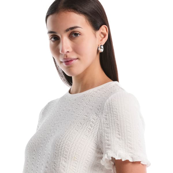 Petite Rafaella® Short Sleeve Puckered Ruffle Detail Blouse