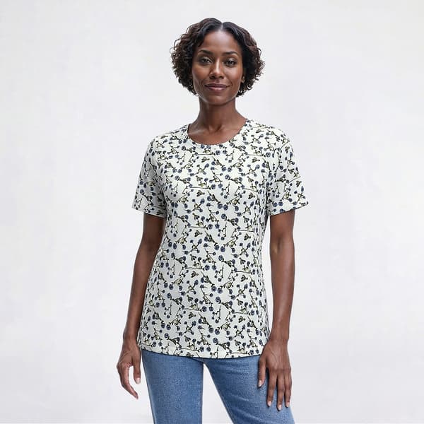 Womens Hasting & Smith Short Sleeve Floral And Birds Tee - image 