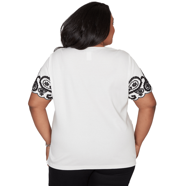 Plus Size Alfred Dunner Crowd Pleaser Scalloped Paisley Blouse