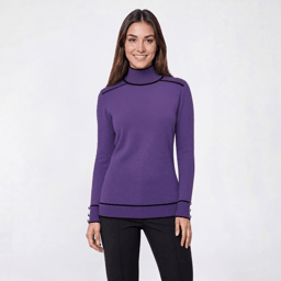 Petite Retrology Mock Neck Sweater with Piping