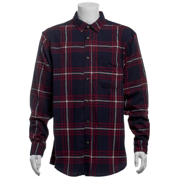 Mens Big & Tall Mountain Ridge Flannel Shirt - Navy/Red/Cream
