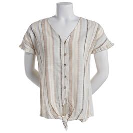 Womens French Laundry Woven Casual Button Down Y-Neck Dolman Top