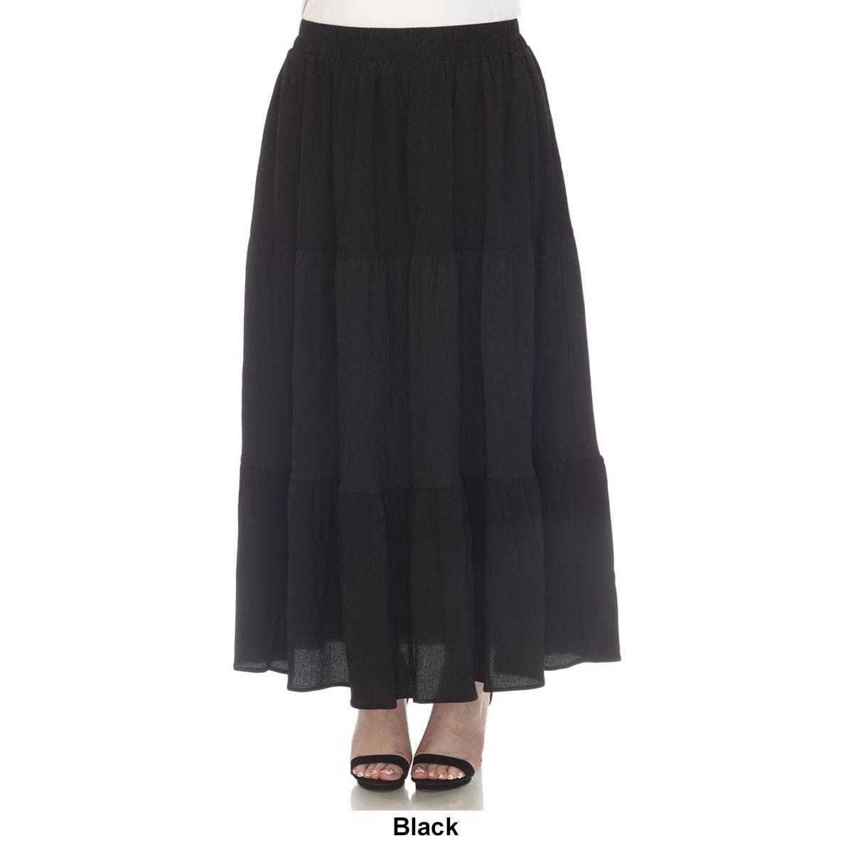 Plus Size White Mark Pleated Tiered Maxi Skirt