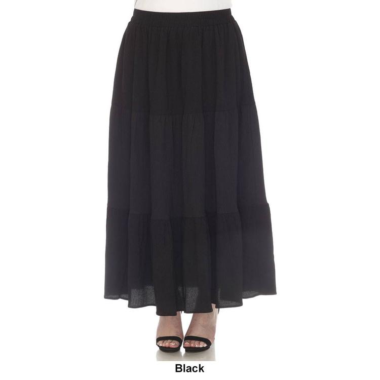 Plus Size White Mark Pleated Tiered Maxi Skirt