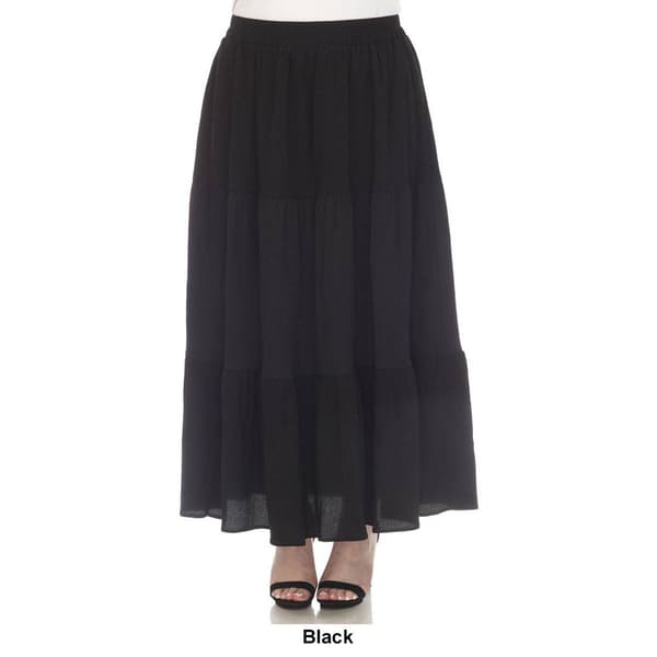 Plus Size White Mark Pleated Tiered Maxi Skirt