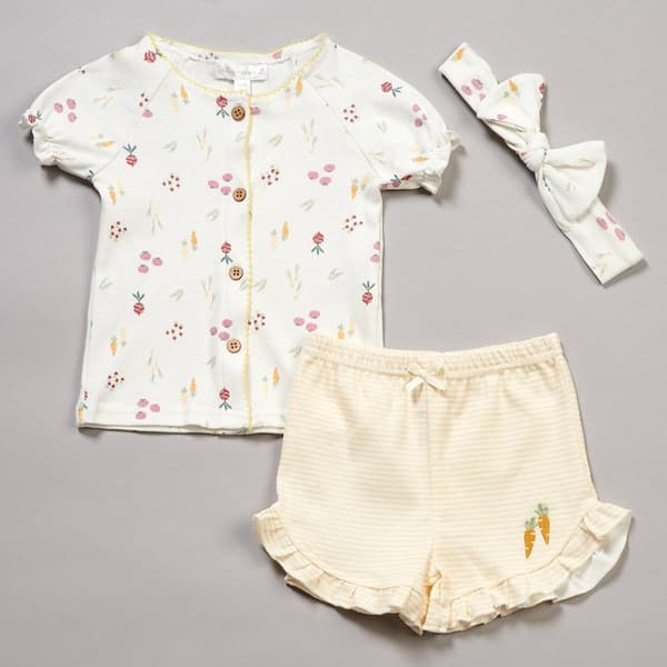Toddler Girl Adley & Hudson Veggies Top & Short Set w/Headband - image 