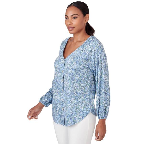 Womens Skye&#39;&#39;s The Limit Sky and Sea Long Sleeve Button Front Tee