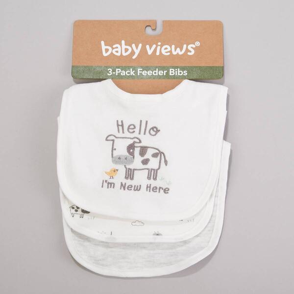 Baby Boy baby views&#40;R&#41; 3pk. Hello Im New Here Farm Bibs - image 