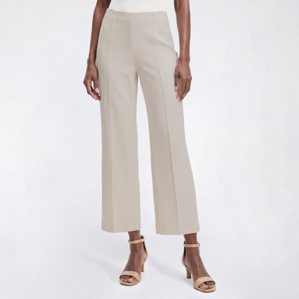 Petite Anne Klein Pull On Seamed Wide Leg Crop Dress Pants - image 
