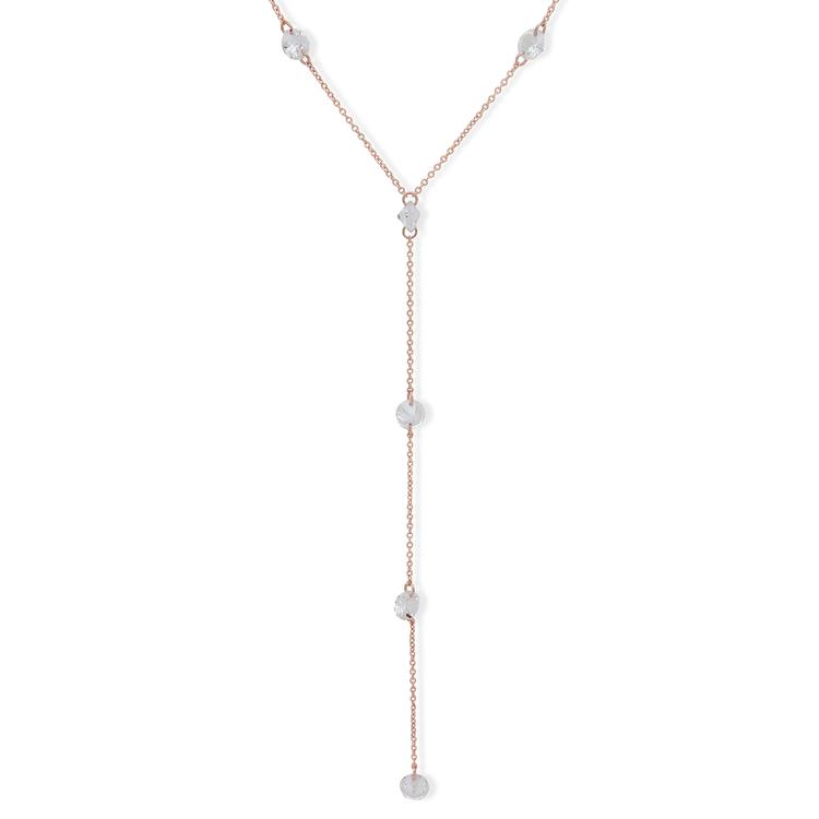 You're Invited Rose Gold Crystal Rivo Y-Necklace