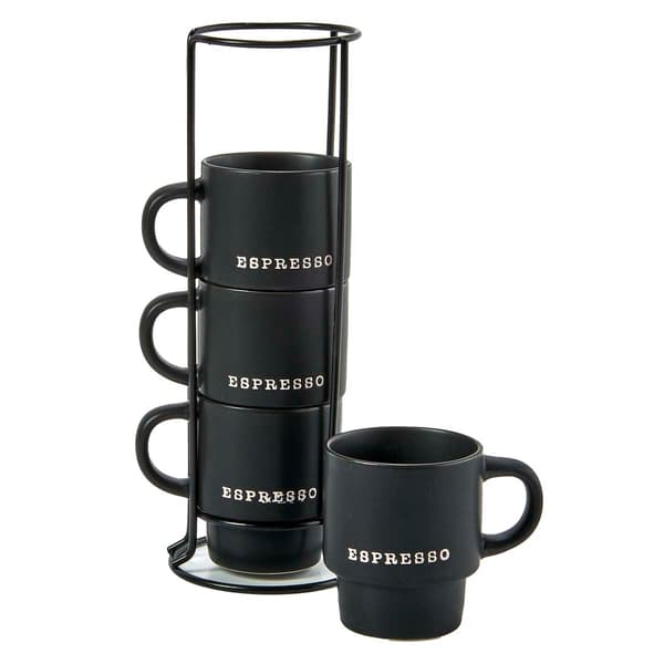 Azzure 4pc. Black Espresso Stacking Mugs - image 