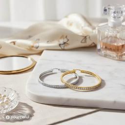 Saffron Silver & Gold Inside Out 40mm Hoop Earrings Set