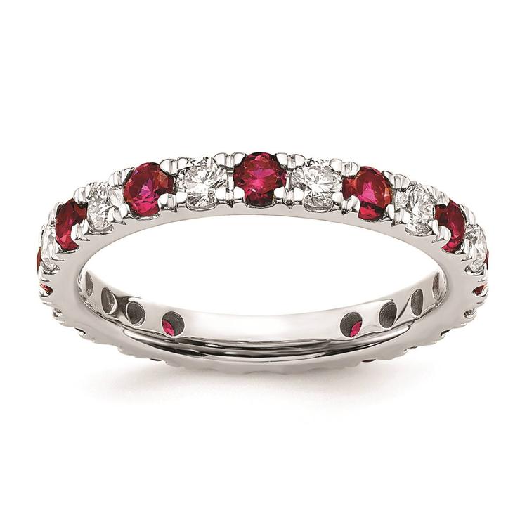 Pure Fire 14kt. White Gold Lab Created Ruby Eternity Band