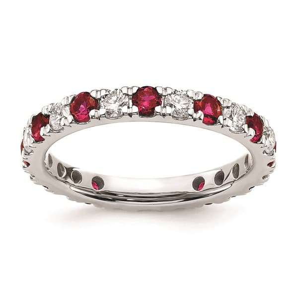 Pure Fire 14kt. White Gold Lab Created Ruby Eternity Band