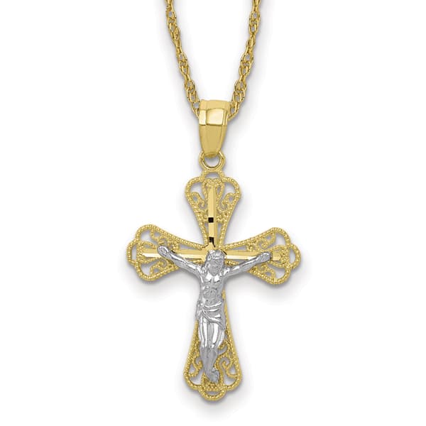 Gold Classics(tm) 10kt. Yellow Rhodium-Filled Crucifix Pendant - image 
