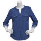Womens Notations 3/4 Roll Tab Sleeve Dot Split Neck Blouse - image 1