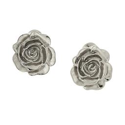 1928 Silver-Tone Flower Button Clip On Earrings