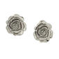 1928 Silver-Tone Flower Button Clip On Earrings - image 1
