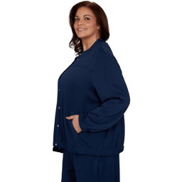 Plus Size Alfred Dunner Good To Go Snap Button Bomber Jacket