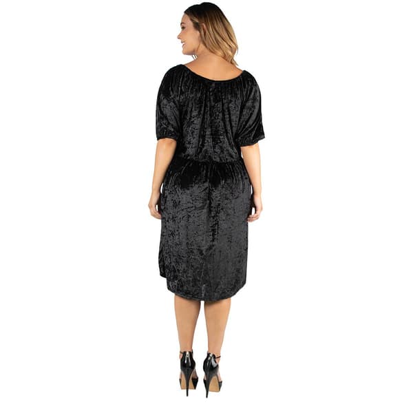Plus Size 24/7 Comfort Apparel Off The Shoulder Velvet Dress