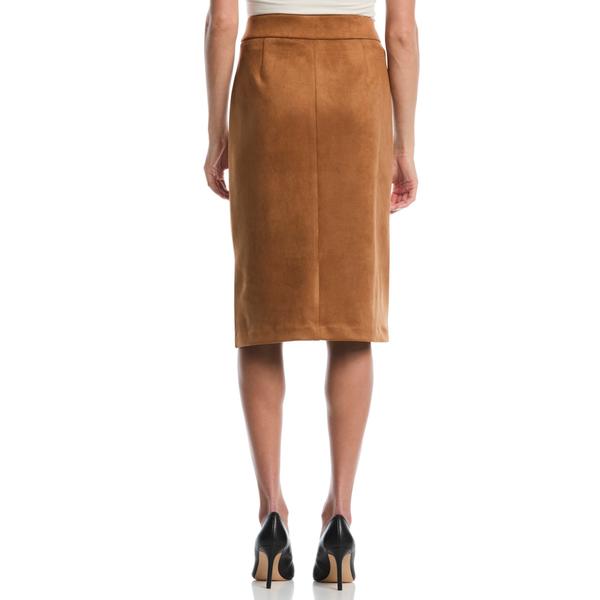 Petite Rafaella® Novelty Belt Suede Midi Skirt