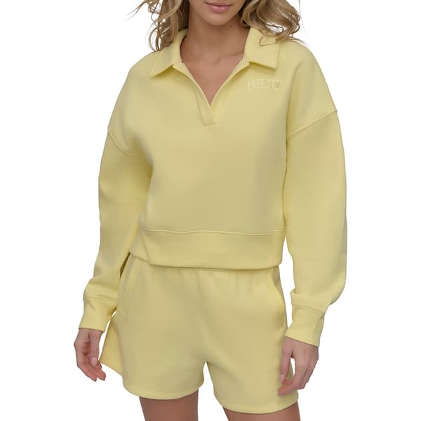 Womens DKNY Sport Fleece Varsity Logo Johnny Collar Sweater - image 