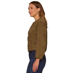 Womens Democracy Cropped Embroidered Bomber Jacket