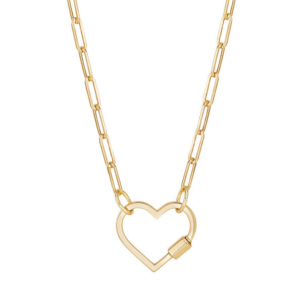 Gold Classics&#40;tm&#41; Yellow Gold Paperclip Chain Open Heart Necklace - image 