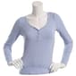 Juniors No Comment Long Sleeve Rib Snap Henley Top - image 1