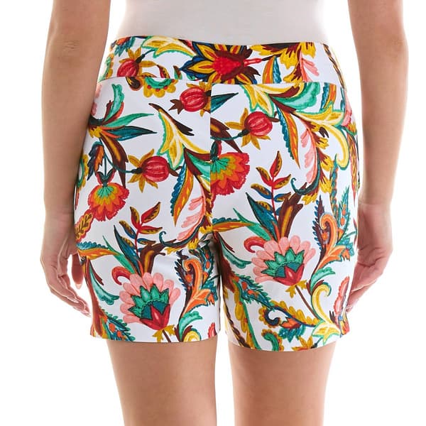 Womens Zac & Rachel Pull On Abstract Floral Bermuda Shorts
