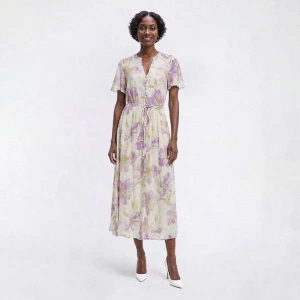 Womens Harlow & Rose Flutter Sleeve Floral Midi Dress - image 